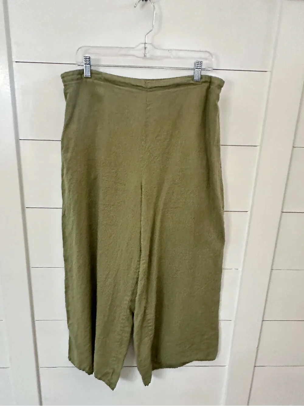 Flax L sociable Flood linen Army green costal lagonlook resortwear crop pant - Picture 2 of 14